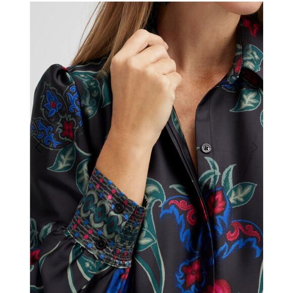 Chico’s Plus Satin‎ Scroll Print Button Front Shirt Dress Pockets Size 18 - Picture 4 of 11